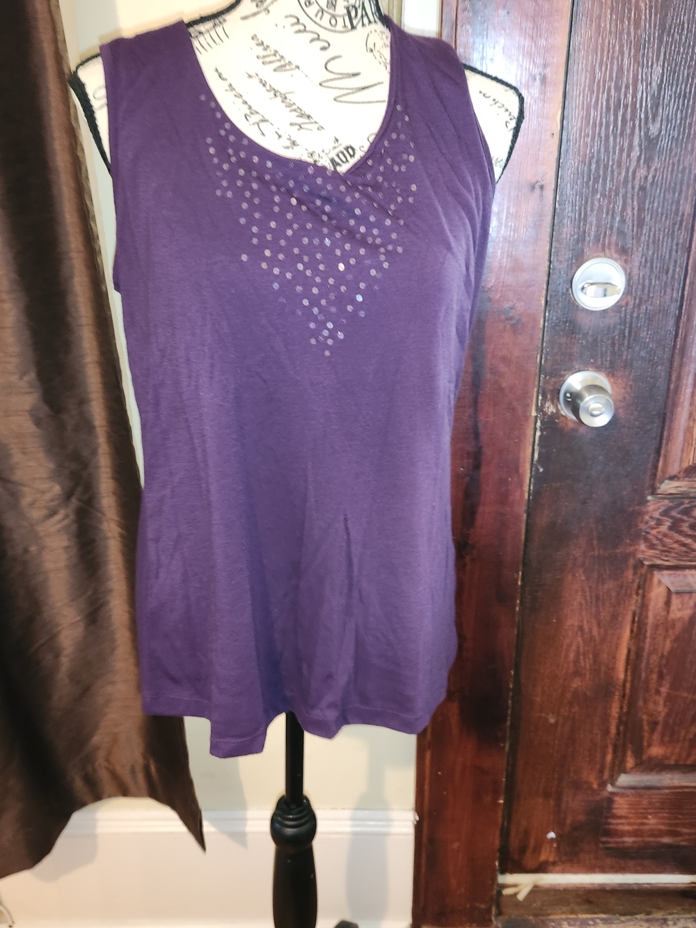 Croft & BarrowPurple Sleeveless Women's Tank Top with Sequins Large